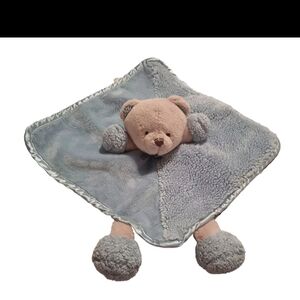 Carter's Brown Bear Lovey Rattle 12" Plush Blue Baby Security Blanket